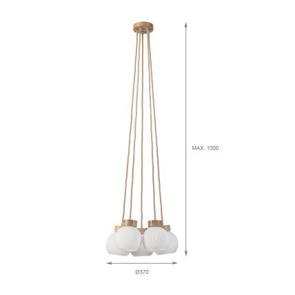 Suspension sur câble LOOMIS 5xE27/15W/230V 130 cm beige/chêne
