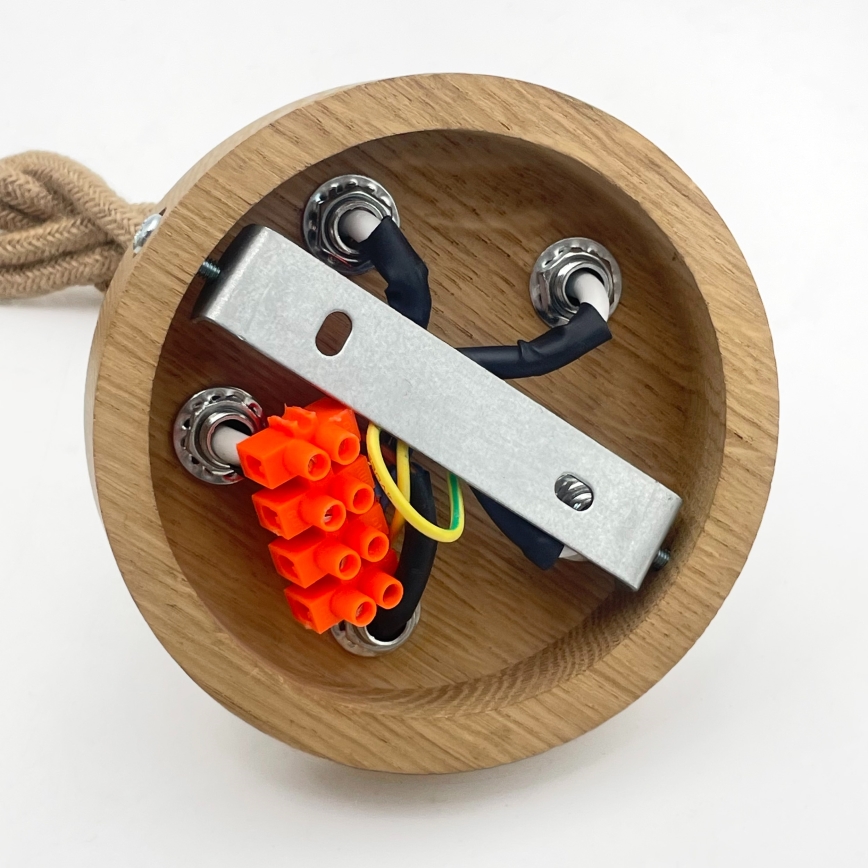 Suspension sur câble LOOMIS 5xE27/15W/230V 83 cm beige/chêne