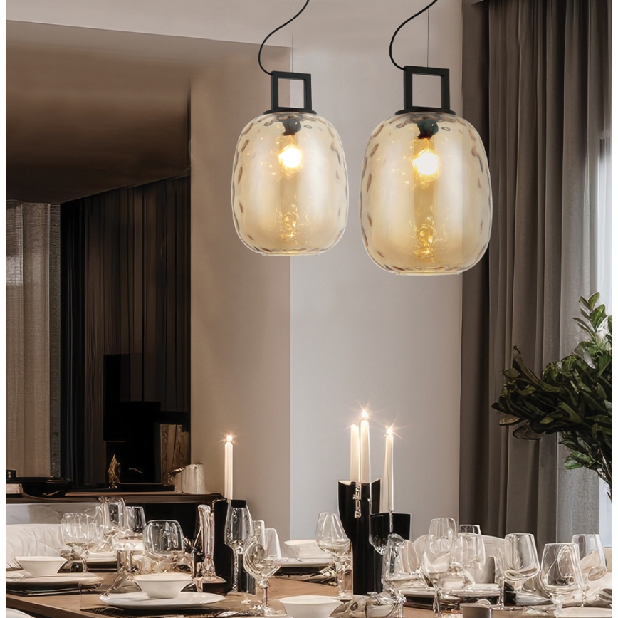 Suspension sur câble LUCY 1xE27/40W/230V beige fumé