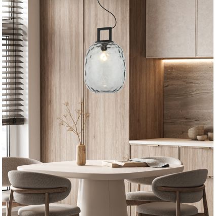 Suspension sur câble LUCY 1xE27/40W/230V noir fumé