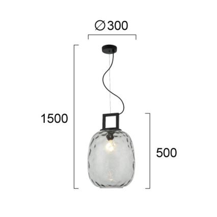 Suspension sur câble LUCY 1xE27/40W/230V noir fumé