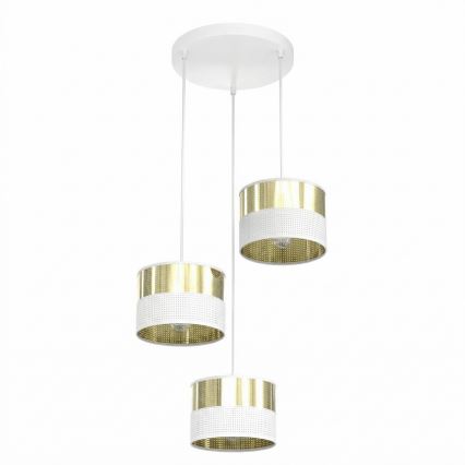 Suspension sur câble LUX 3xE27/15W/230V blanc/doré