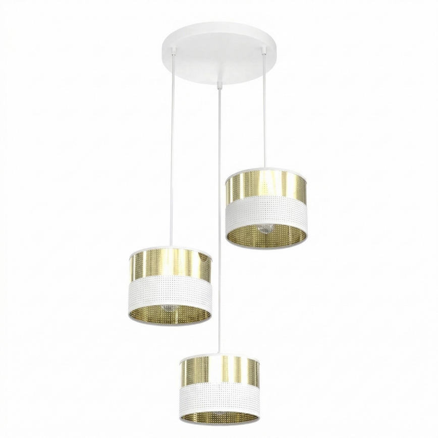 Suspension sur câble LUX 3xE27/15W/230V blanc/doré