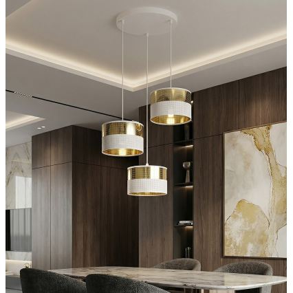Suspension sur câble LUX 3xE27/15W/230V blanc/doré