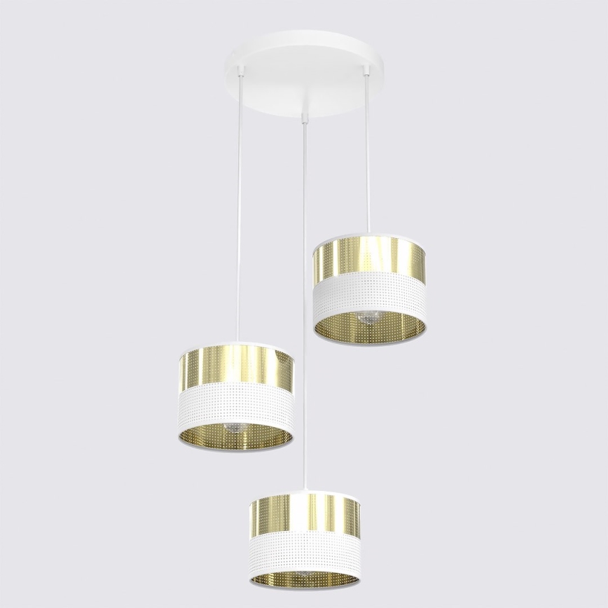 Suspension sur câble LUX 3xE27/15W/230V blanc/doré