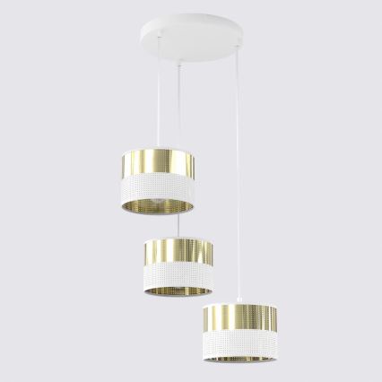 Suspension sur câble LUX 3xE27/15W/230V blanc/doré