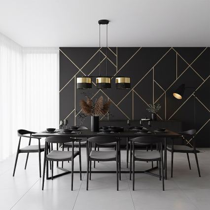 Suspension sur câble LUX 3xE27/15W/230V noir/doré