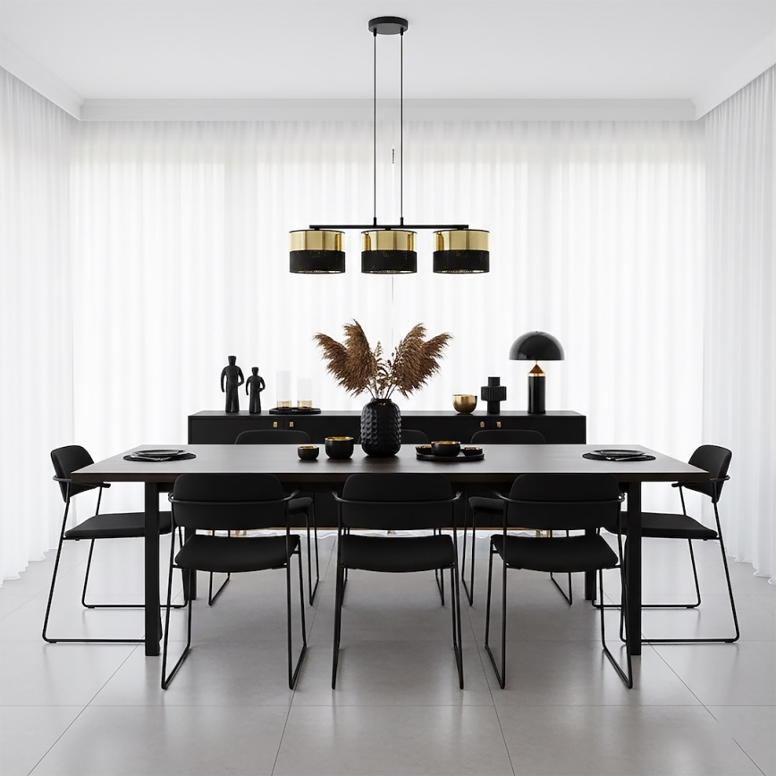 Suspension sur câble LUX 3xE27/15W/230V noir/doré