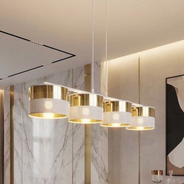 Suspension sur câble LUX 4xE27/15W/230V blanc/doré
