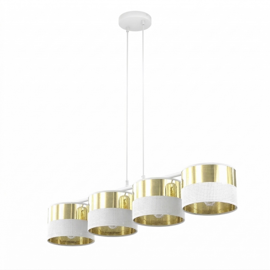 Suspension sur câble LUX 4xE27/15W/230V blanc/doré
