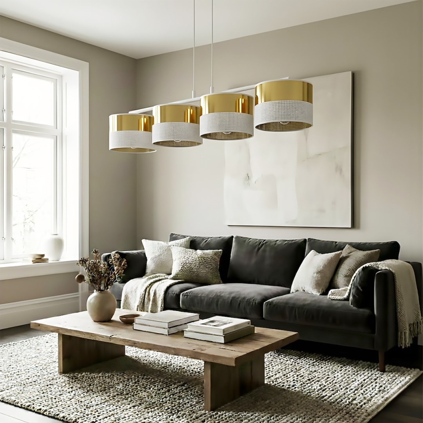 Suspension sur câble LUX 4xE27/15W/230V blanc/doré