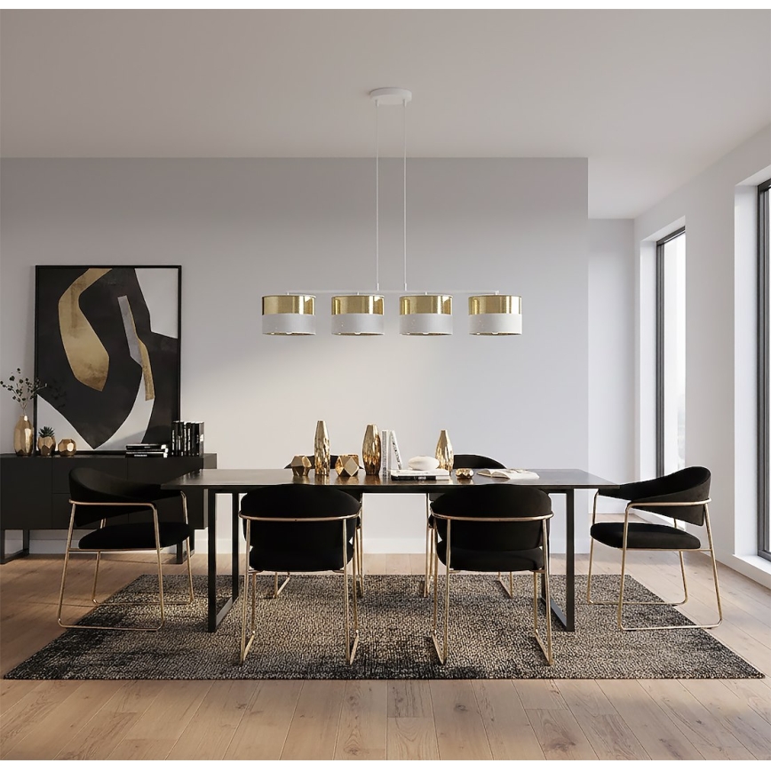 Suspension sur câble LUX 4xE27/15W/230V blanc/doré