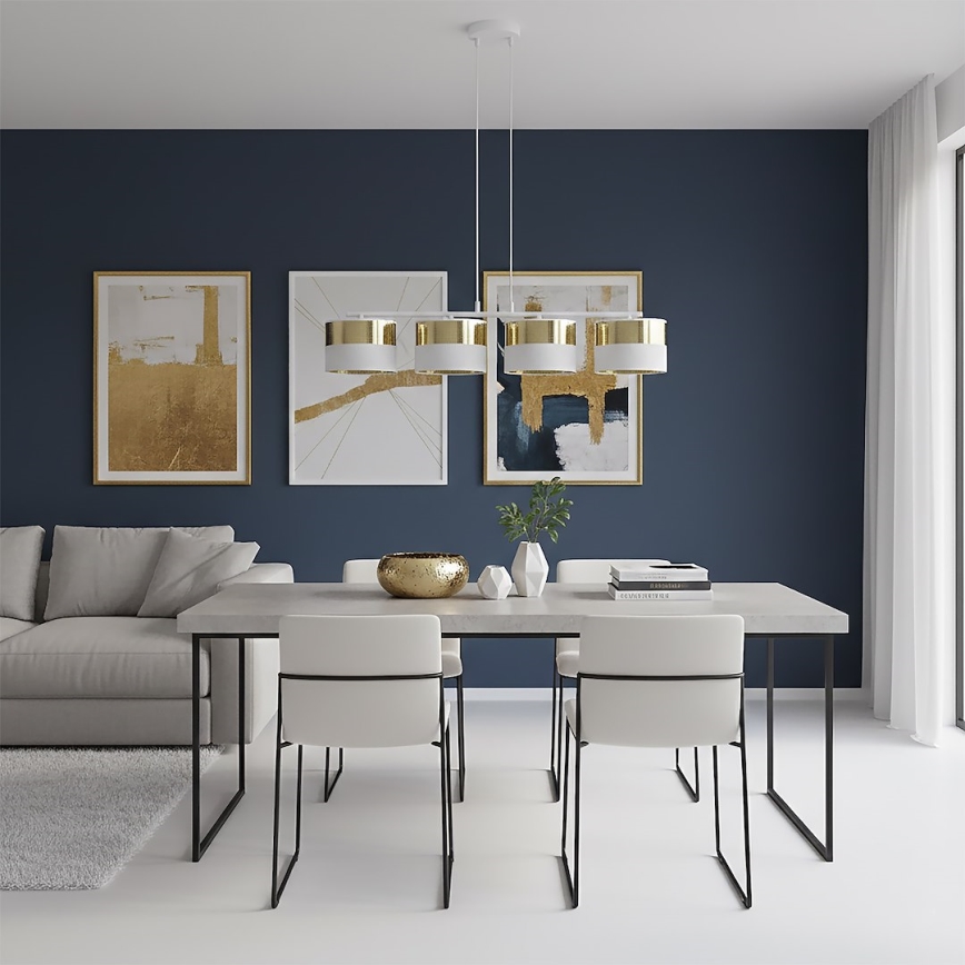 Suspension sur câble LUX 4xE27/15W/230V blanc/doré