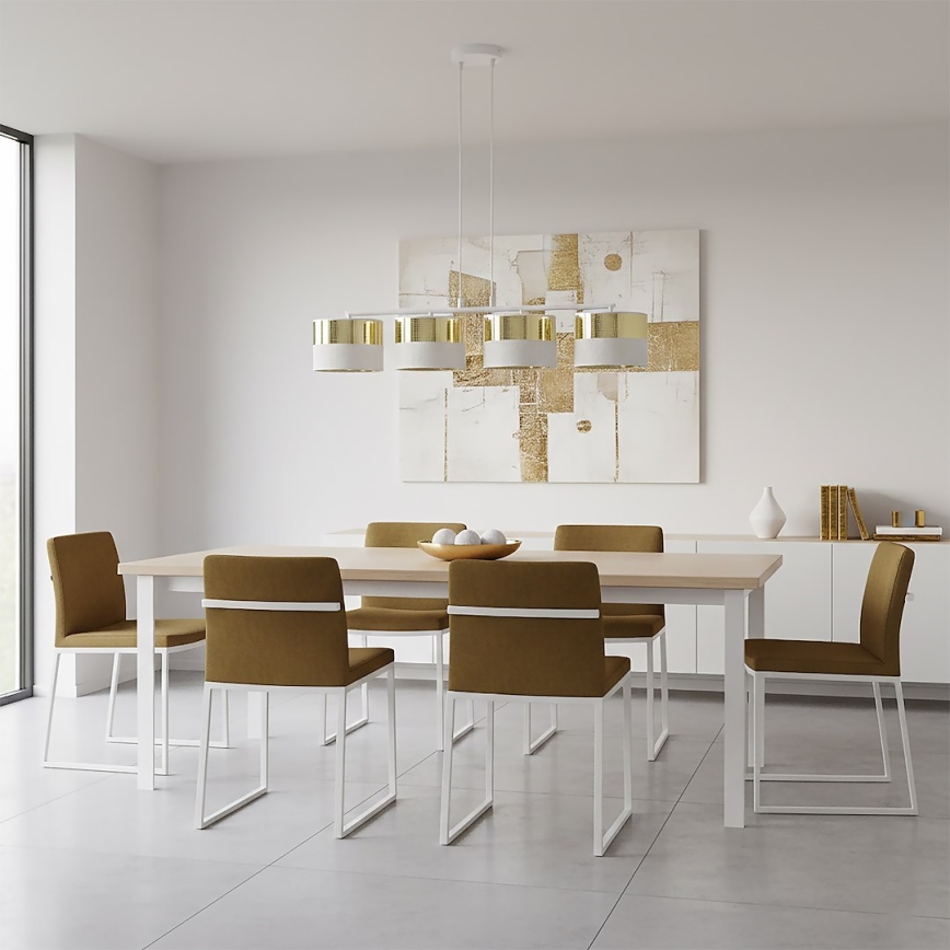 Suspension sur câble LUX 4xE27/15W/230V blanc/doré