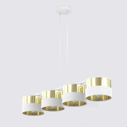 Suspension sur câble LUX 4xE27/15W/230V blanc/doré