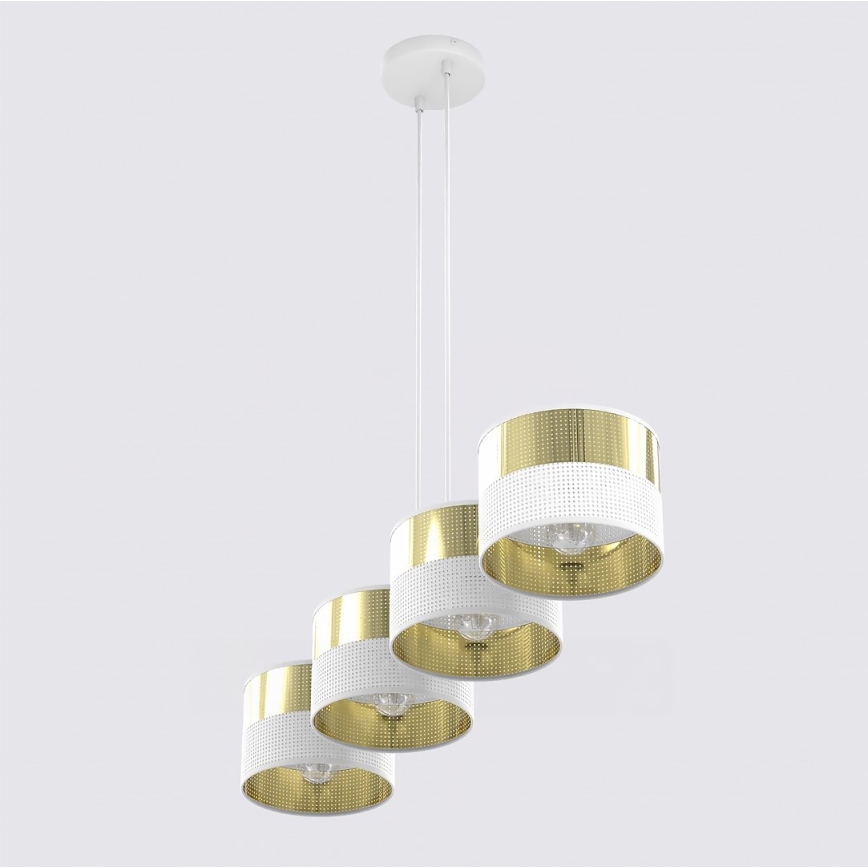 Suspension sur câble LUX 4xE27/15W/230V blanc/doré