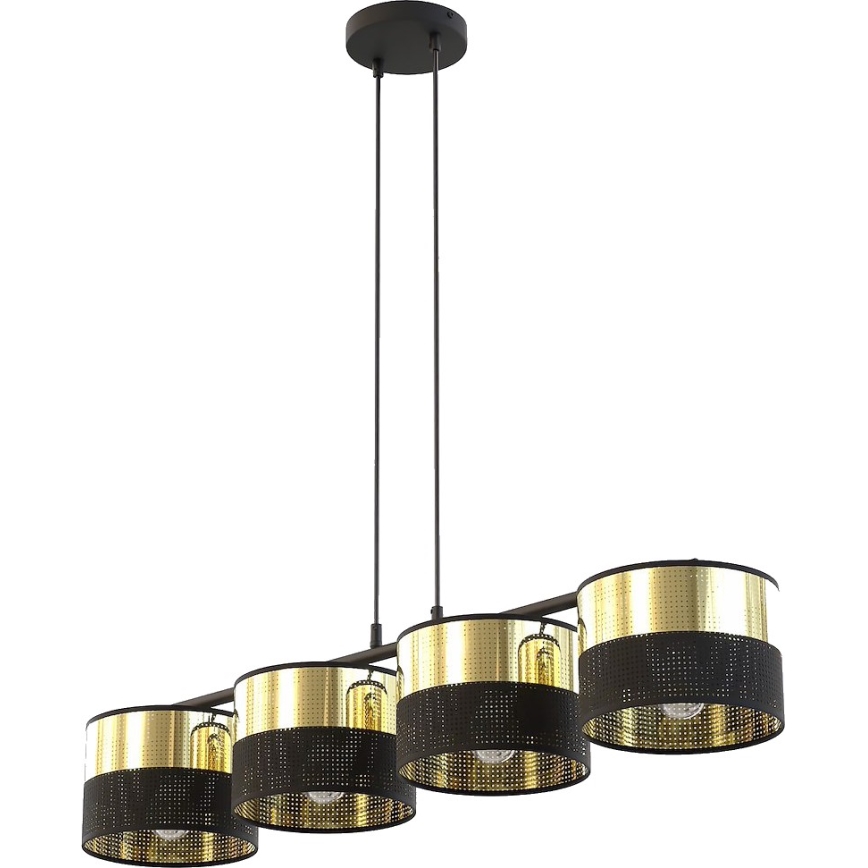 Suspension sur câble LUX 4xE27/15W/230V noir/doré