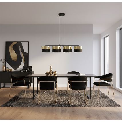 Suspension sur câble LUX 4xE27/15W/230V noir/doré