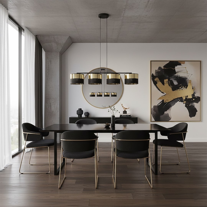 Suspension sur câble LUX 4xE27/15W/230V noir/doré