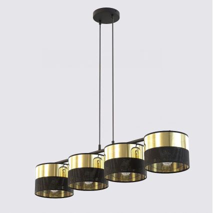 Suspension sur câble LUX 4xE27/15W/230V noir/doré