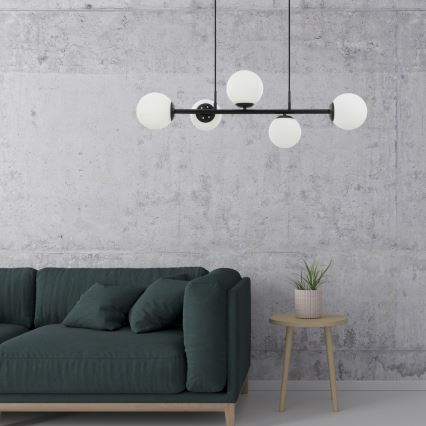 Suspension sur câble MADDIE 5xE14/5W/230V noire