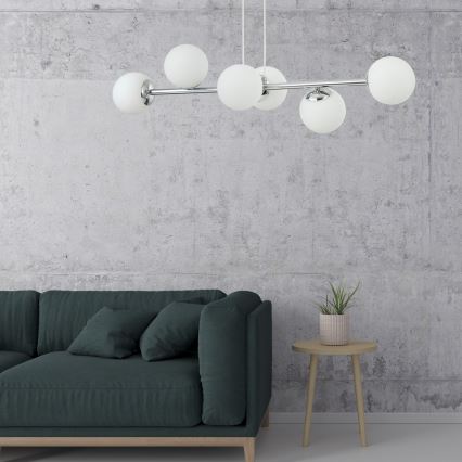 Suspension sur câble MADDIE 6xE14/5W/230V chrome brillant