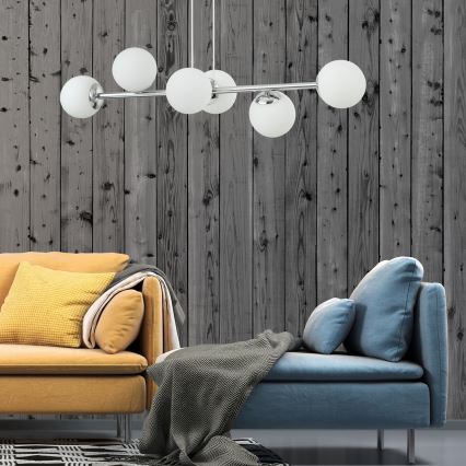 Suspension sur câble MADDIE 6xE14/5W/230V chrome brillant