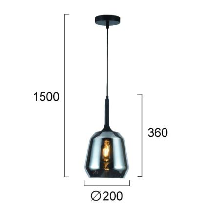 Suspension sur câble MAEVA 1xE27/40W/230V fumé/noir
