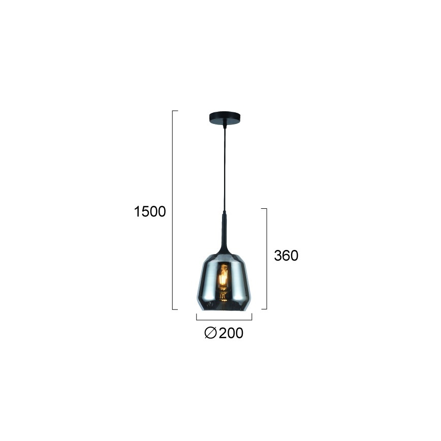 Suspension sur câble MAEVA 1xE27/40W/230V fumé/noir
