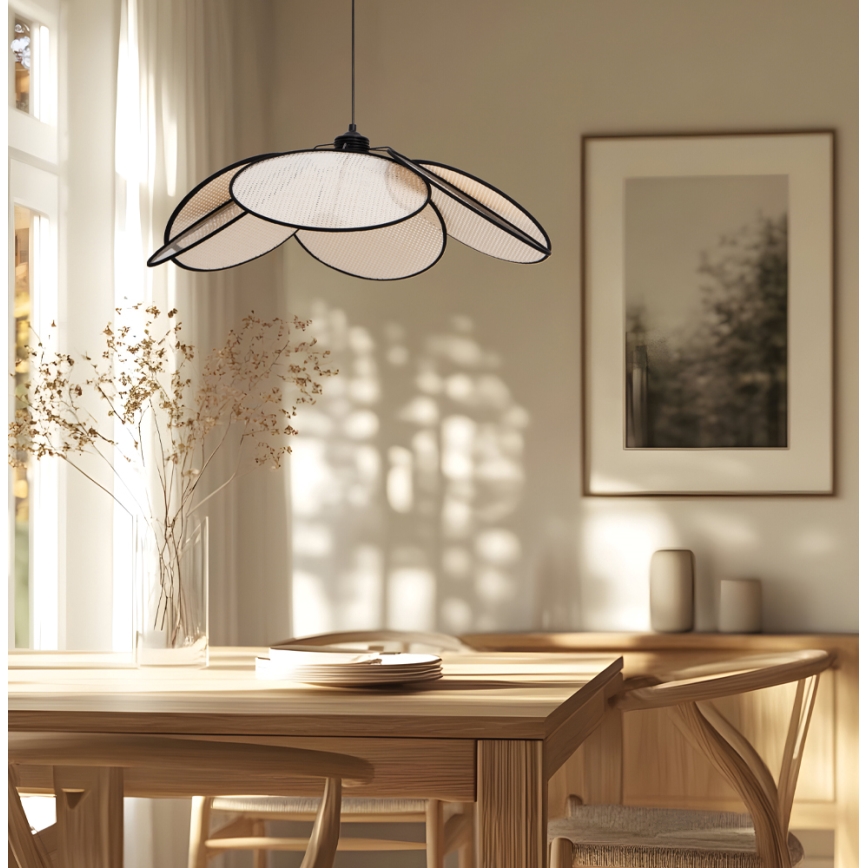 Suspension sur câble MARGARET 1xE27/40W/230V noir/beige