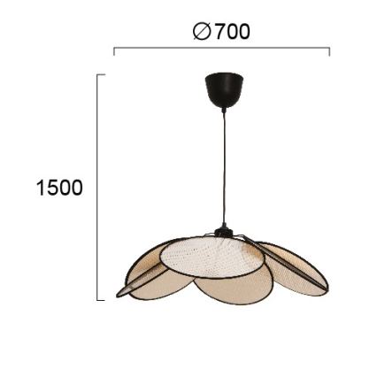 Suspension sur câble MARGARET 1xE27/40W/230V noir/beige