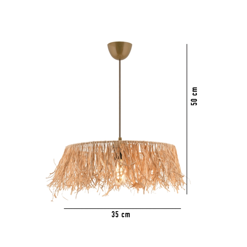 Suspension sur câble MARISKA 1xE27/40W/230V en raphia