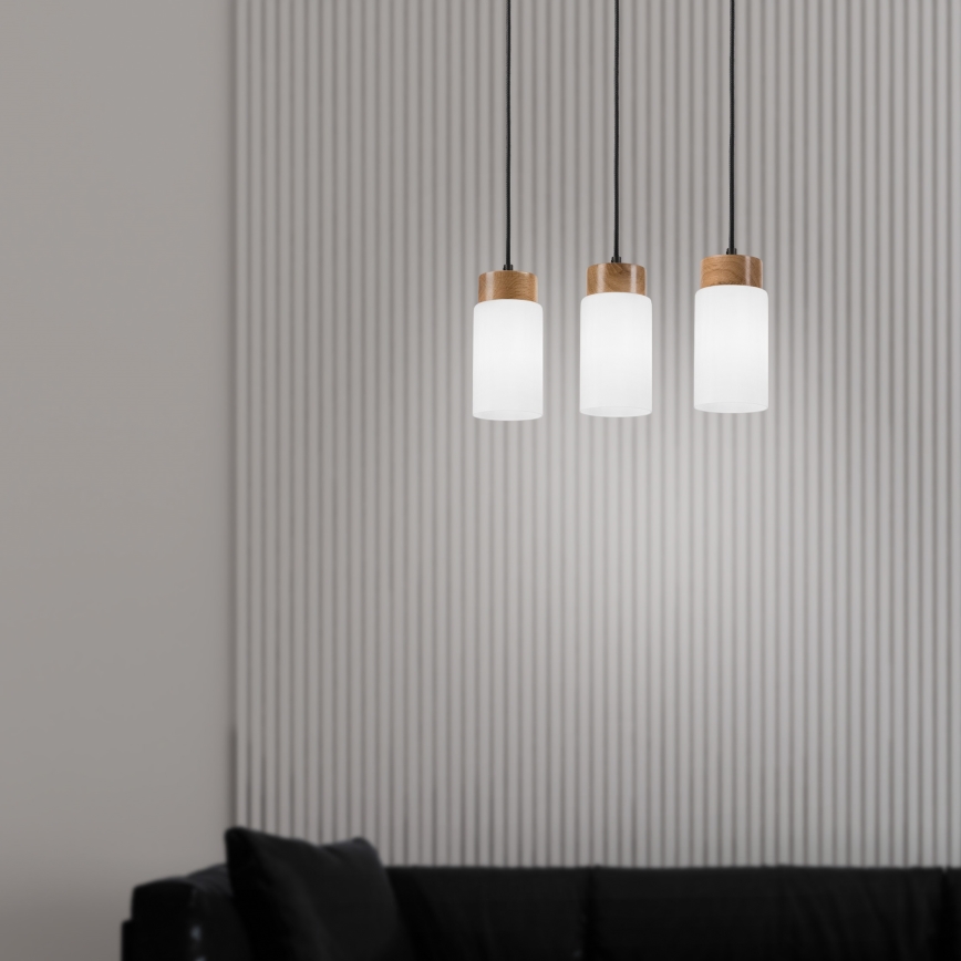 Suspension sur câble MARKUS 3xE27/15W/230V noir/chêne