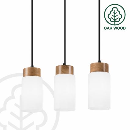 Suspension sur câble MARKUS 3xE27/15W/230V noir/chêne