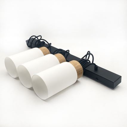 Suspension sur câble MARKUS 3xE27/15W/230V noir/chêne