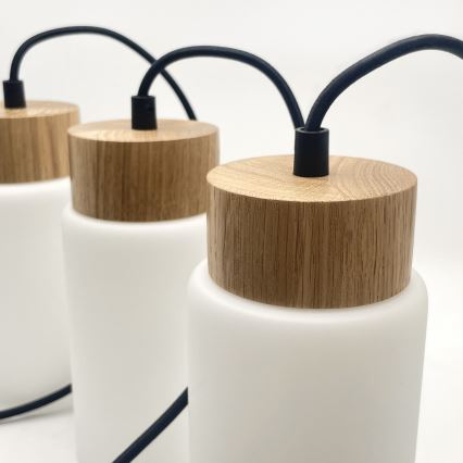 Suspension sur câble MARKUS 3xE27/15W/230V noir/chêne