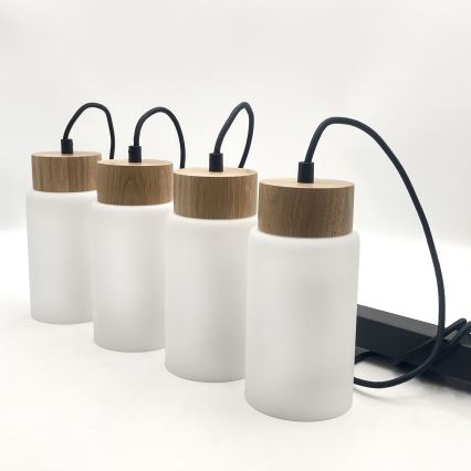 Suspension sur câble MARKUS 4xE27/15W/230V noire/chêne