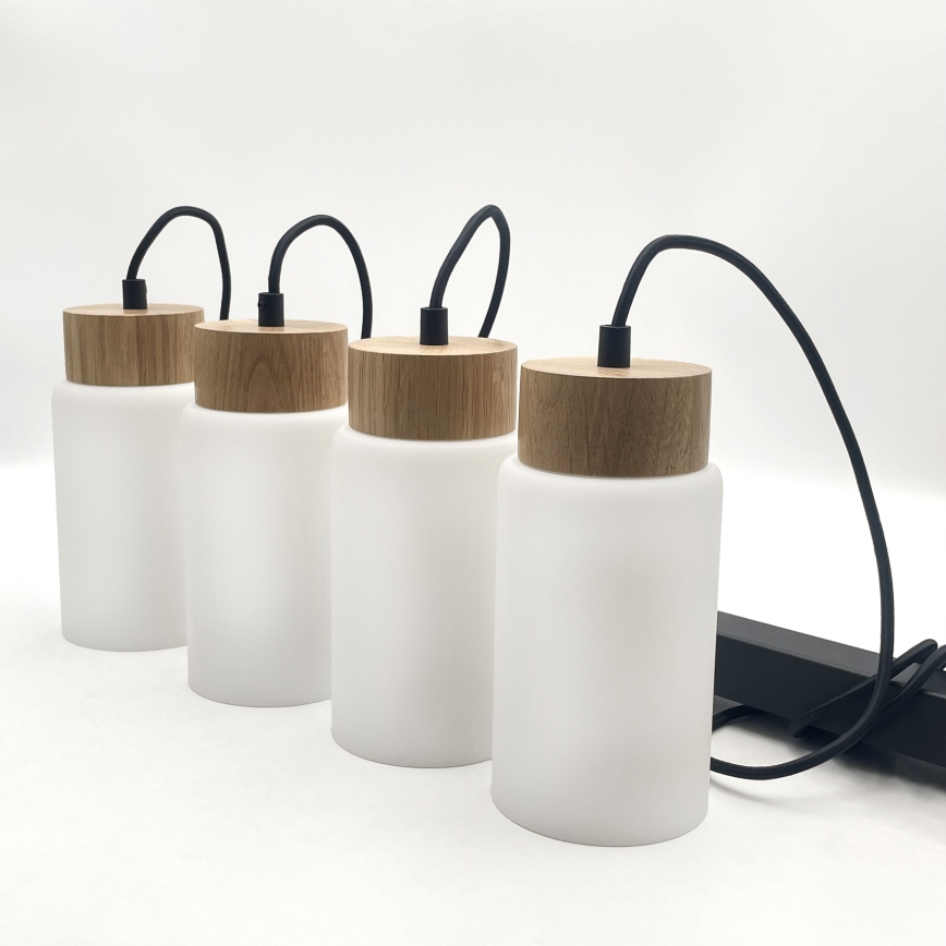 Suspension sur câble MARKUS 4xE27/15W/230V noire/chêne