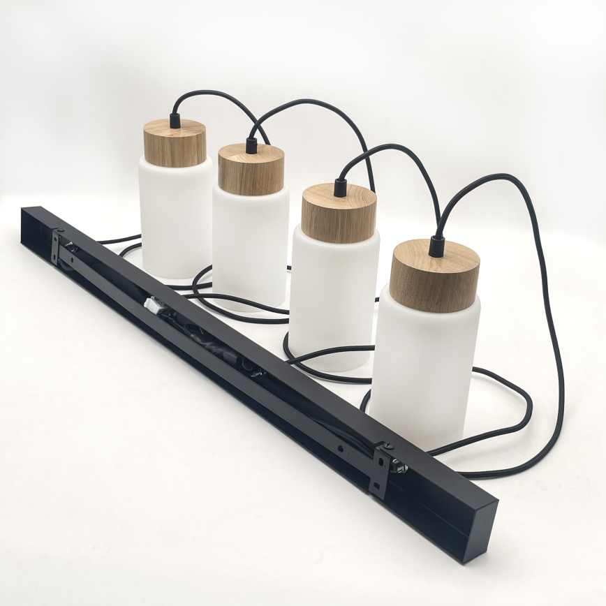 Suspension sur câble MARKUS 4xE27/15W/230V noire/chêne