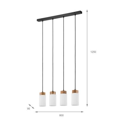 Suspension sur câble MARKUS 4xE27/15W/230V noire/chêne