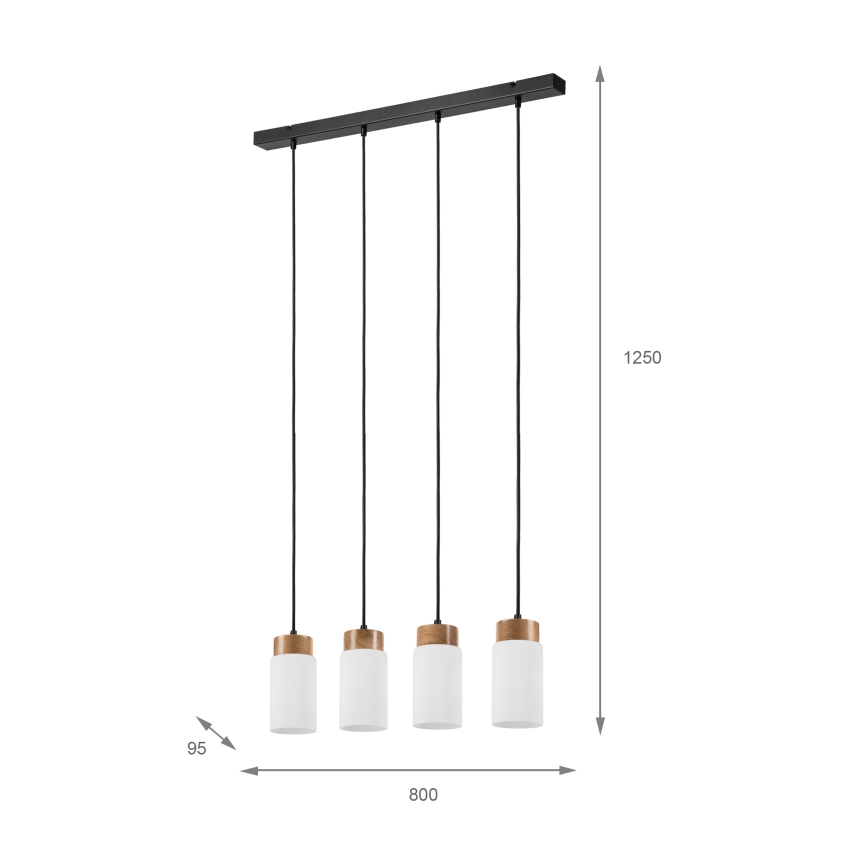 Suspension sur câble MARKUS 4xE27/15W/230V noire/chêne
