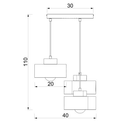 Suspension sur câble MARTI 3xE27/15W/230V bordeaux/doré
