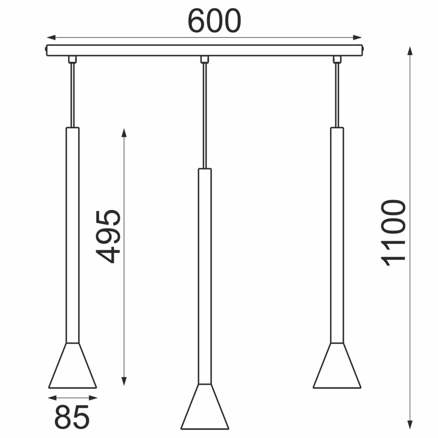 Suspension sur câble MAZZO 3xGU10/8W/230V noire
