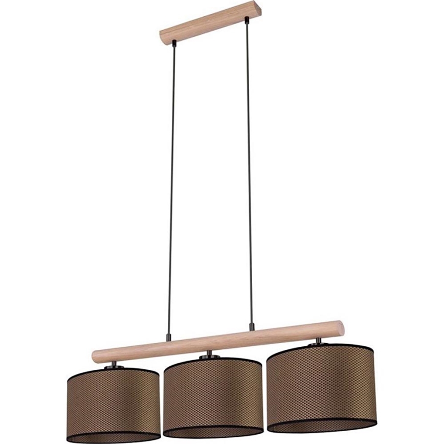 Suspension sur câble MERCEDES 3xE27/40W/230V brun/chêne