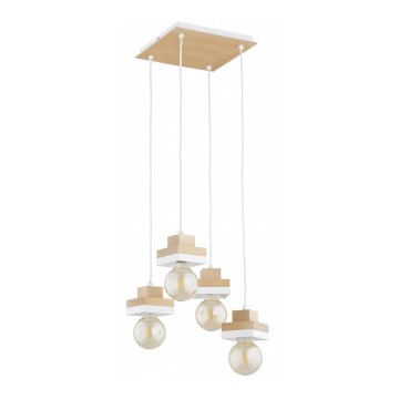 Suspension sur câble MIKO 4xE27/15W/230V blanc/beige