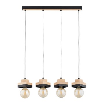 Suspension sur câble MIKO 4xE27/15W/230V noir/beige