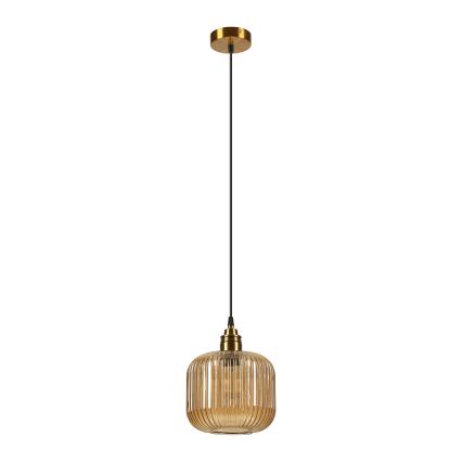 Suspension sur câble MILOU 1xE27/15W/230V dorée/beige fumé