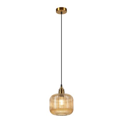 Suspension sur câble MILOU 1xE27/15W/230V dorée/beige fumé
