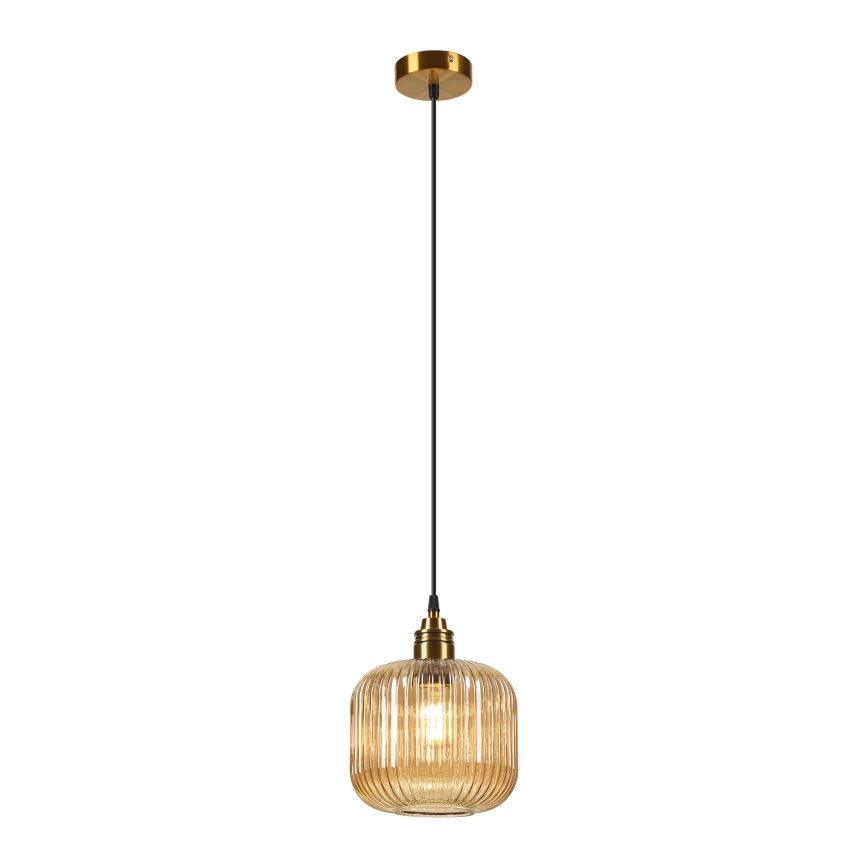 Suspension sur câble MILOU 1xE27/15W/230V dorée/beige fumé
