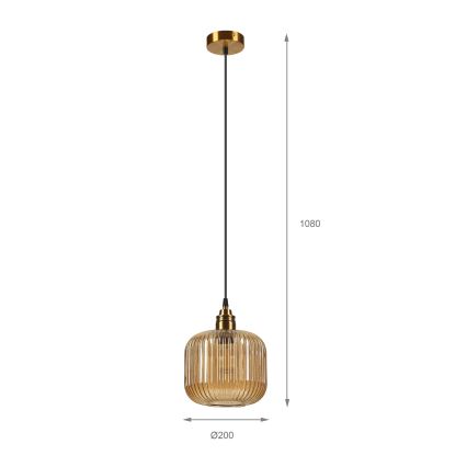 Suspension sur câble MILOU 1xE27/15W/230V dorée/beige fumé